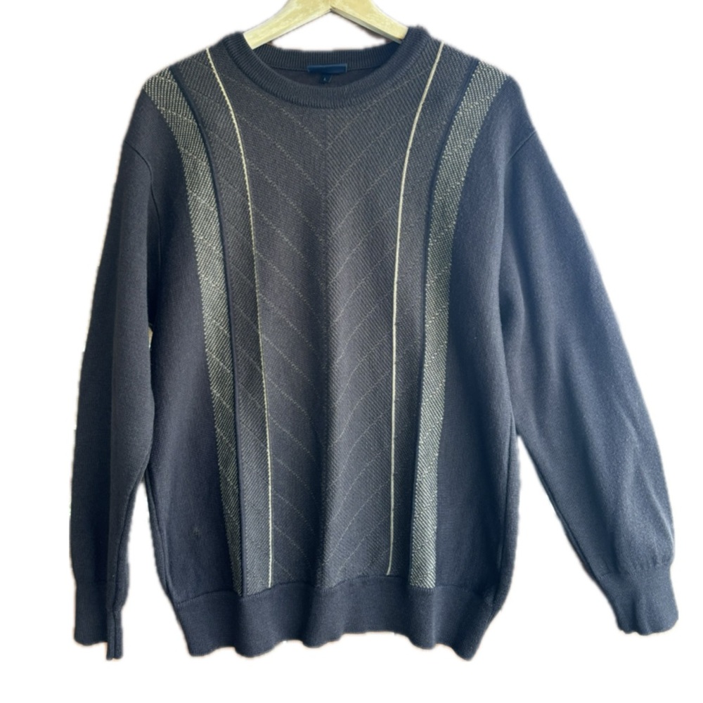 Gobbici Men’s Vintage Wool Blend Dark Brown Sweater Patterned Design Size Large